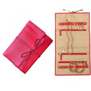 Stella & Dot red jewelry travel trifold case